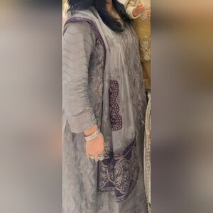 Embellished Grey Women's Salwar Kameez Set